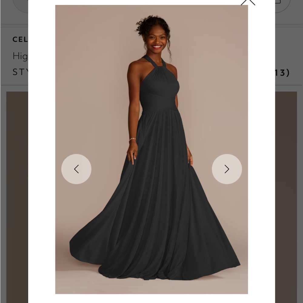 David’s Bridal Black Mesh Bridesmaid Dress